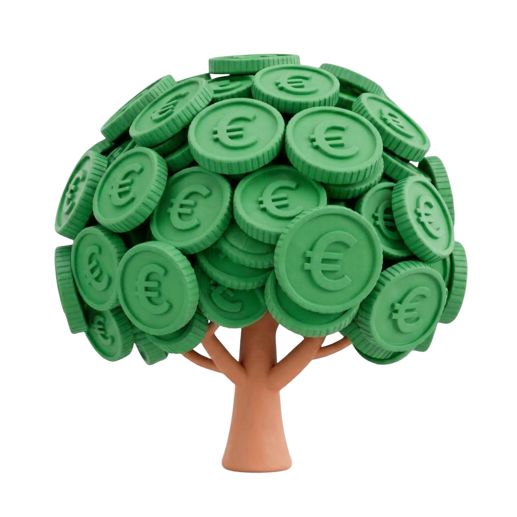 Kolikoista koostuva 3D-puu